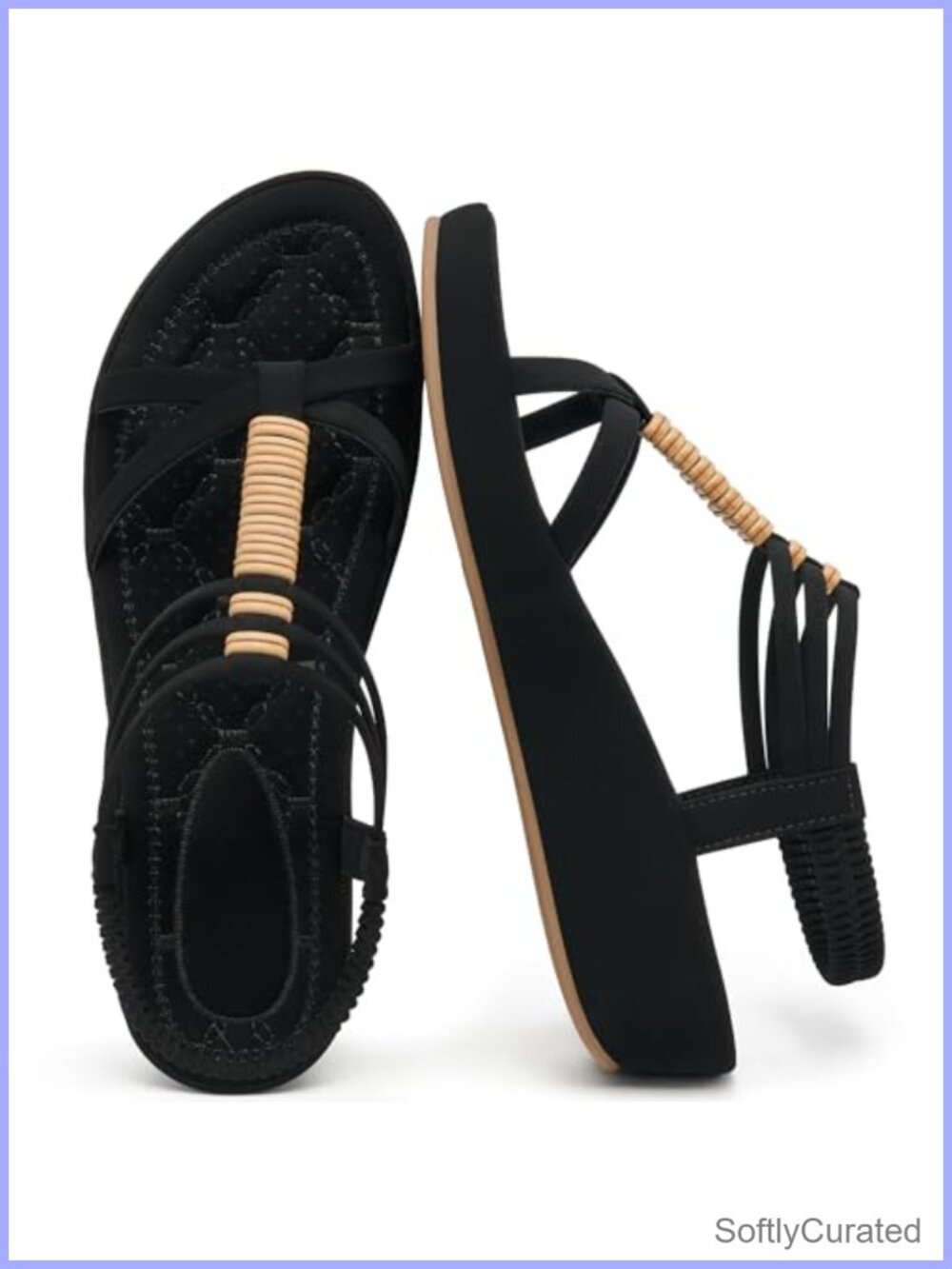 Womens Wedge Sandals Platform Strappy Faux Leather Slip On Summer Comfort